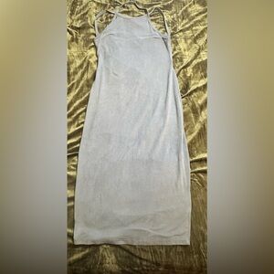 WINDSOR Light Blue Faux Suede Backless Dress